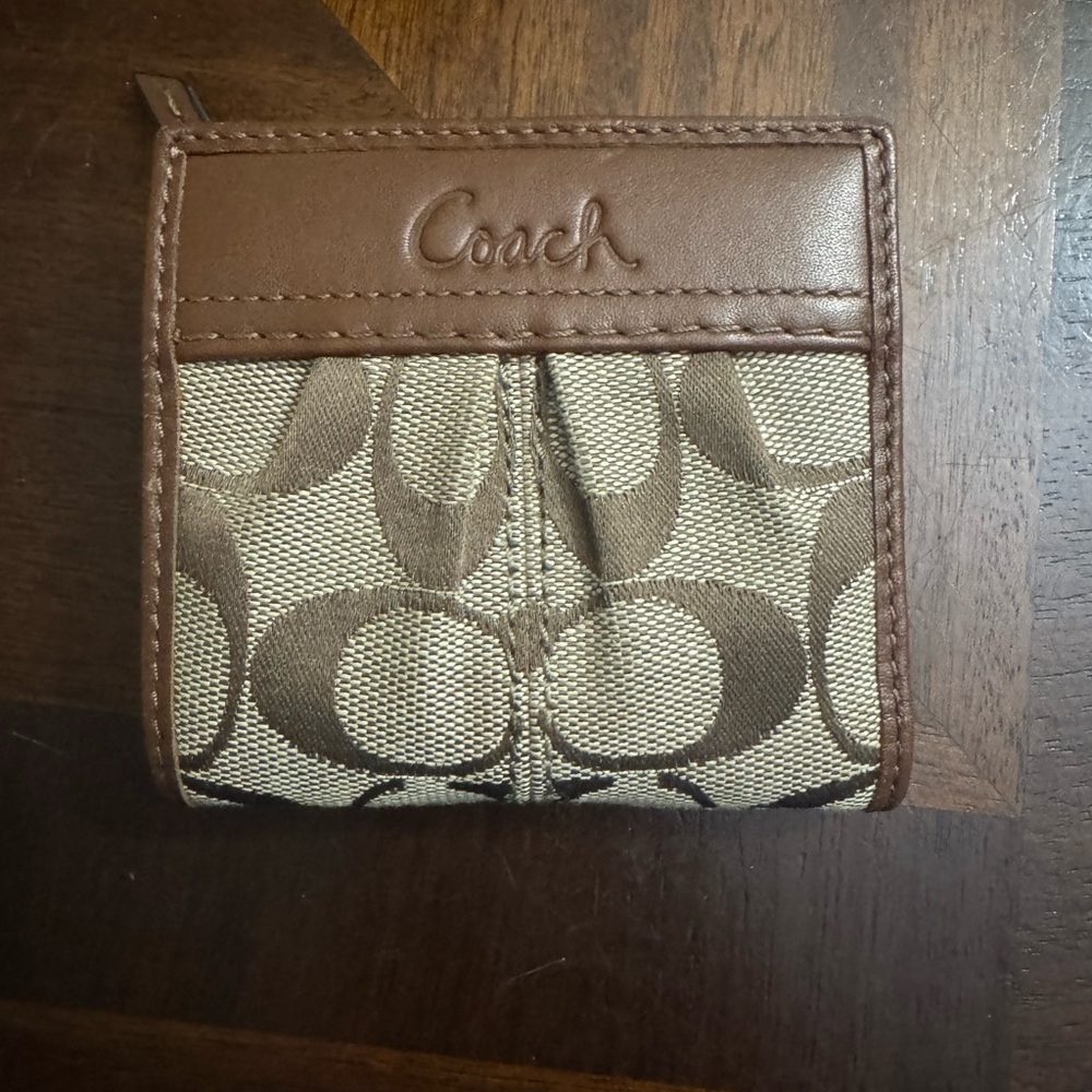 Coach Signature Brown and Tan Wallet